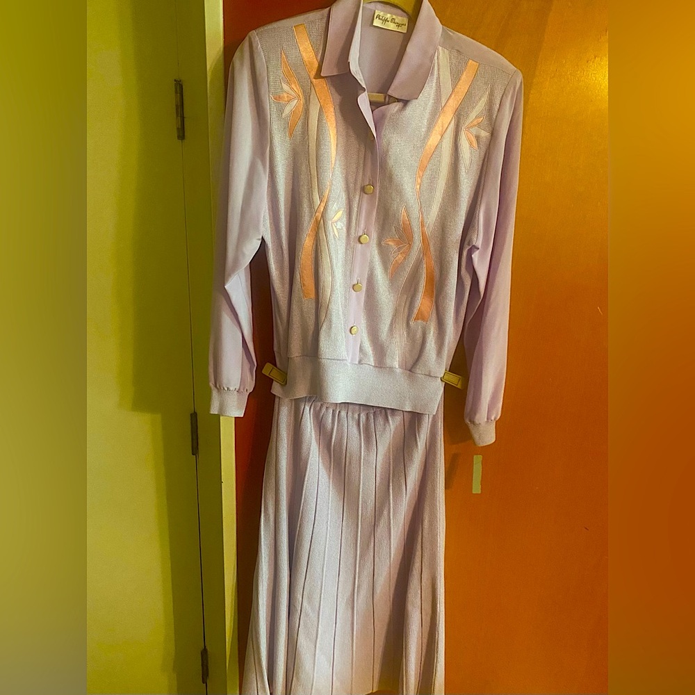 Purple Midi A-Line Pleated Skirt for Casual Wear